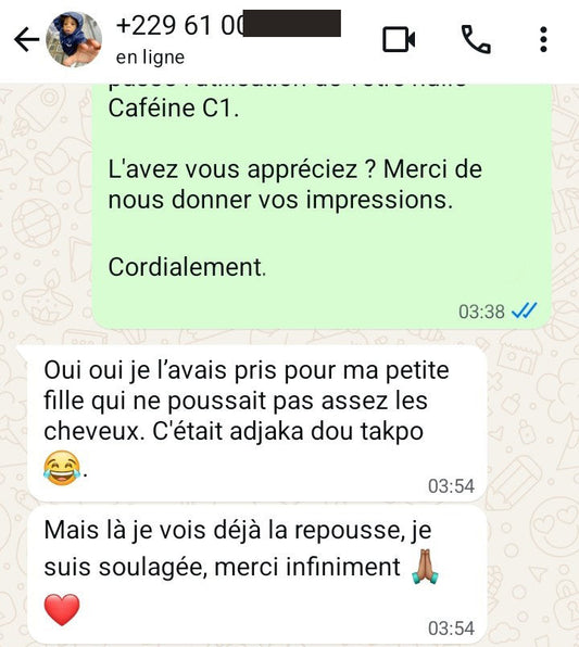 Huile à la Cafféine C1 contre la chute de cheveux